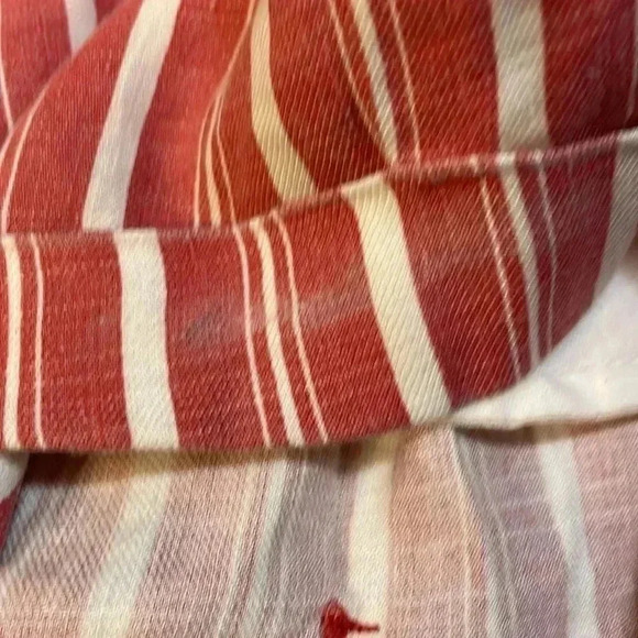 American Eagle Women’s 6 Red & White Striped Linen Blend Shorts - Picture 7 of 10